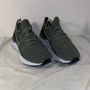 Nike Men's Epic React Olive Green Knit Running Shoes with White Sole